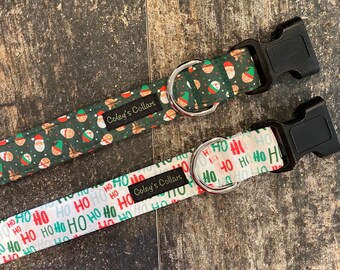 Christmas Dog Collar, Winter Dog Collar, Santa Dog Collar, HO HO HO  Dog Collar, Boy Dog Collar, Girl Dog Collar, "The Santa and Friends"
