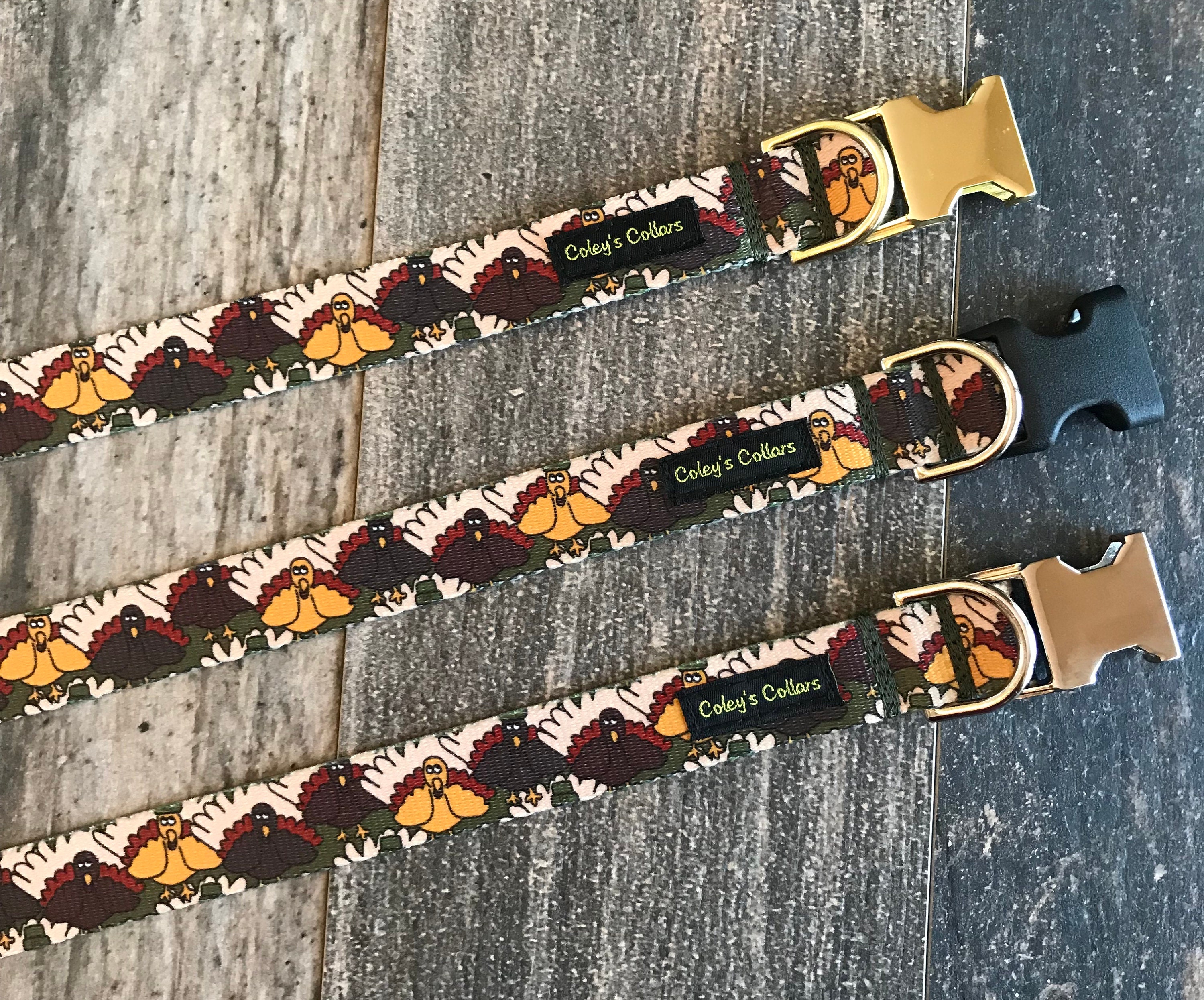 Dog Collar, Turkey Webbing Thanksgiving Dog Collar, Boy Girl Ruff & Tuff Collection "The Tommy