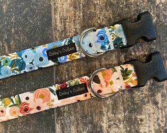 Dog Collar, Rifle Paper Co Dog Collar, Dog Collars, Floral Dog Collar, Girl Dog Collar, Boy Dog Collar, "The Petite Garden in Blue and Pink"
