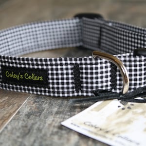 Dog Collar, Dog Collars, Gingham Dog Collar, Plaid Dog Collar, Boy Dog Collar, Girl Dog Collar, Black and White, "The Gingham in Black"
