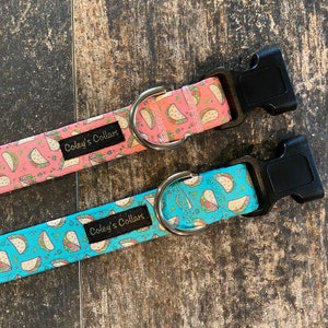 Dog Collar, Dog Collar Girl, Dog Collar Boy, Modern Dog Collar, Pink Dog Collar, Blue Dog Collar, Novelty Dog Collar &quot;Taco Tuesday&quot;