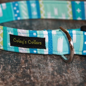 Dog Collar, Dog Collars, Aztec Dog Collar, Tribal Dog Collar, Boy Dog Collar, Male Dog Collar, Girl Dog Collar,  &quot;The Modern Aztec in Blue&quot;