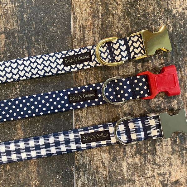 Navy Blue Dog Collar Etsy