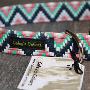 Aztec Dog Collar, Dog Collars, Dog Collar, Tribal Dog Collar, Southwestern Dog Collar, Boy Dog Collar, Girl Dog Collar, &quot;The Aztec in Navy&quot;