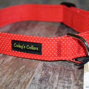 Dog Collar, Personalized Dog Collar, Valentines Dog Collar, Boy Dog Collar, Girl Dog Collar,  &quot;The Pin Dot in Red&quot;
