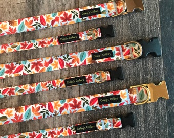 Personalized Dog Collar, Fall Dog Collar, Webbing Dog Collar, Thanksgiving Dog Collar, Autumn Dog Collar, Boy Girl Dog Collar "Hello Autumn"