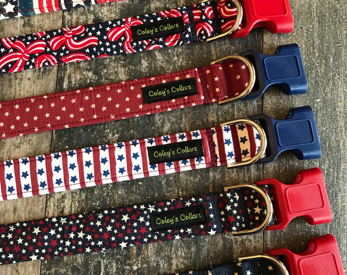 Dog Collar, Patriotic Dog Collar, July 4th Dog Collar, Red White and