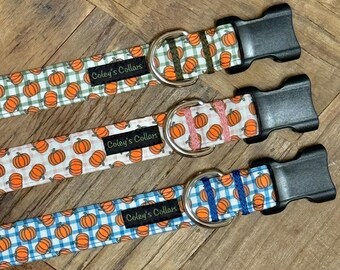 Personalized Dog Collar, Pumpkin Dog Collar Boy Girl, Autumn Dog Collar, Fall Dog Collar, Halloween Dog Collar, "The Tis Autumn Collection"