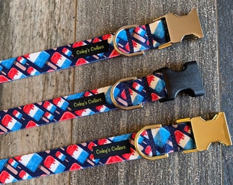 Dog Collar, Patriotic Webbing Dog Collar, Summer Dog Collar, Girl Dog Collar, Boy Dog Collar, Ruff and Tuff Collection "The Summer Treat"