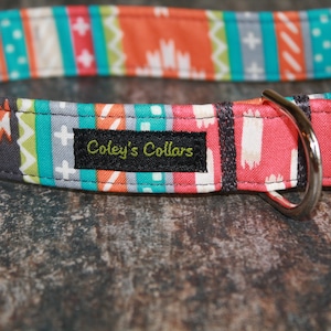 Dog Collar Aztec, Tribal Dog Collar, Dog Collars, Boy Dog Collar, Girl Dog Collar, Modern Dog Collar, &quot;The Modern Aztec in Coral&quot;