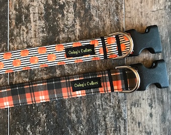 Personalized Dog Collar, Halloween Dog Collar, Fall Dog Collar, Pumpkin Dog Collar, Dog Collar Boy Girl, "The Pumpkin Patch Collection"