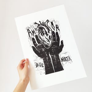 Linoleografia edizione limitata fatta a mano stampa d'arte originale