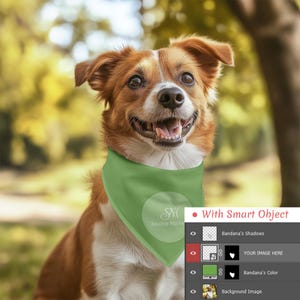 Dog Bandana Mockup: Editable PSD, PNG & JPG Template for Pet Apparel Design