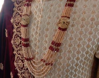 Handmade Masoori Groom Sherwani with Velvet Shawl: Pakistani Wedding Outfit