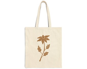 Bolso de mano/bolsa de lona con estampado floral marrón dibujado a mano