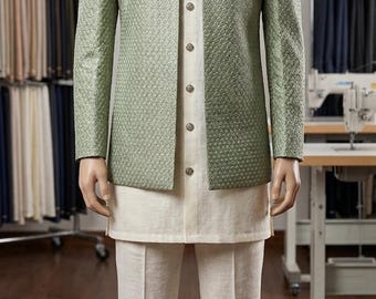 Abrigo Príncipe Verde Menta para Hombre / Traje Jodhpuri Salvia / Sherwani de Novio Indio Paquistaní / Traje de Boda Indo-Occidental para Hombre / Traje de Novio a Medida