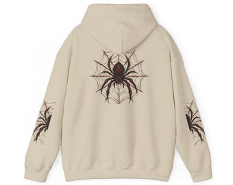 Sudadera con capucha y estampado de telaraña negra en la manga