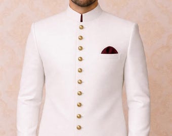 Royal Ivory Prince Sherwani – Luxury Wedding & Groom Outfit | Premium Indo-Western Men’s Formal Wear | Custom Tailored
