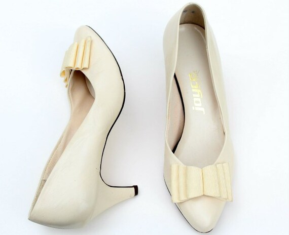 cream leather heels
