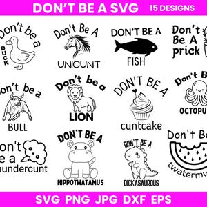 Adult ‘don’t be a’ cute funny SVG PNG Bundle, Sarcastic Png, Funny Svg Png Bundle,  Sweary Png, Funny Mom png