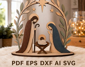 SVG de Natal 3D, SVG de Presépio, Arquivo SVG Religioso, Corte a Laser de Natal, SVG de Decoração de Natal, Arquivo SVG do Menino Jesus, Presépio para Corte a Laser