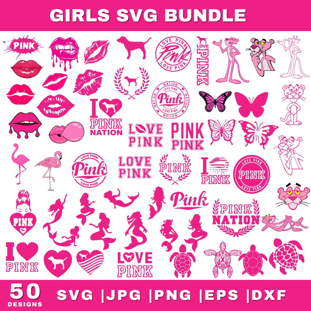 Pink String Svg Pink Svg Bundle, Pink Girl SVG, Valentines Day SVG, Butterfly SVG, Pink ...