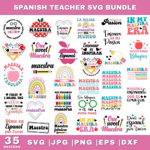 Spanish Teacher Svg Bundle, Retro Teacher Svg, Teacher Quote Svg, Profesora Svg, Spanish Svg, Maestra Svg, Teach Svg, For Cricut, Silhouette