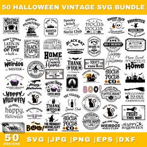 Halloween Vintage Sign SVG Bundle, Farmhouse Halloween Sign Svg, Halloween Welcome Svg, Spooky Svg, Ghost Svg, Svg Files For Cricut