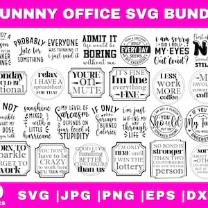 Lot de bureau SVG, SVG de bureau drôle, collègue de SVG, cadeau pour le patron, travail svg, tasse à café sarcastique, fichier svg Cricut, chemise de travail drôle