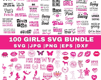 Pacchetto SVG per ragazze, SVG per maglietta impertinente, SVG con citazioni di ragazze, Pacchetto SVG rosa, SVG per ragazza rosa, SVG per San Valentino, SVG per farfalla, SVG per la Pantera Rosa