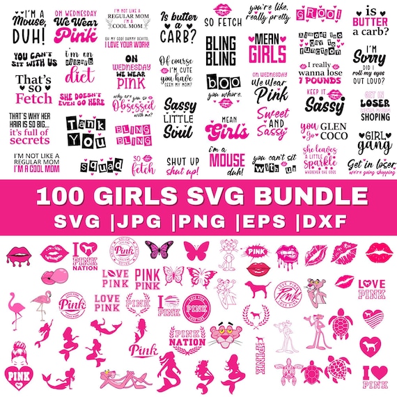 Girls SVG Bundle, Sassy T-Shirt SVG, Girls Quotes svg,Pink svg Bundle, Pink Girl SVG, Valentines Day svg, Butterfly svg, Pink Panther svg