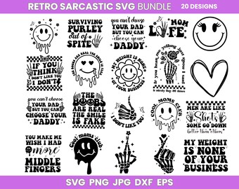 Pacchetto SVG sarcastico, pacchetto SVG divertente, pacchetto SVG sarcasmo, magliette con citazioni SVG impertinenti, regalo divertente per la mamma, mamma divertente Png, Silhouette, Cricut