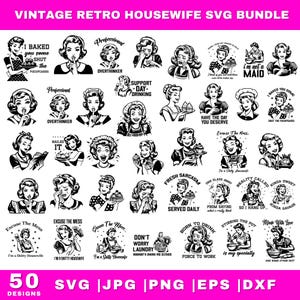 Retro Woman Bundle, Vintage Shirt Design, Retro Shirt Design, Trendy Shirt Design, Vintage Women SVG, Sassy Saying SVG, Housewife Bundle