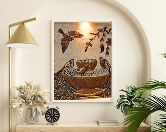 孔雀のモザイク石アート壁画 - Etsy 日本