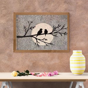 Mosaik-Liebes-Vogel-Backsplash-Naturmarmor-Mosaikfliesen für Wohnzimmerwände - natürliche Farbe handgemachte Wohnkultur-Wand-Kunst-bestes Hausgeschenk