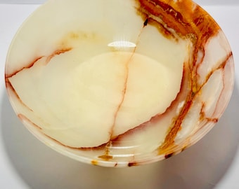 Ciotola in marmo onice naturale - Diametro 25 cm, decorativa e funzionale, per l'arredamento della casa.