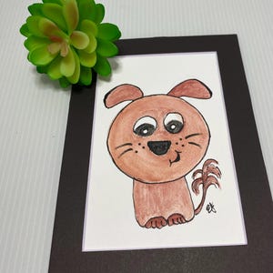 Spaß Hund Original Aquarell Fat Head Friends Serie 5 x 7 mattiert