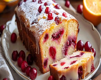 Cranberry Orange Loaf Recipe eBook | Moist Holiday Quick Bread | Citrus Glaze | Christmas Morning Treat | Instant PDF Download