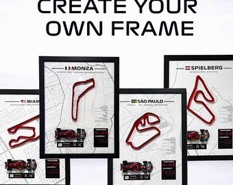 Custom 3D poster Formula 1 Track Frame with F1 Car DINA3: Personalized  F1 Gift