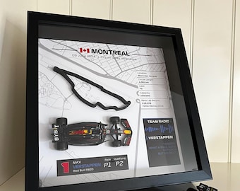 3D Frame Canada GP 2024 Max Verstappen Win, F1 Circuit 3D, Racing Fan Decor