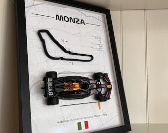 Monza GP 3D Wall Art | Max Verstappen 1:24 Scale Car | 40x30 cm poster