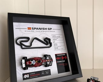 Spanish GP 2026 Hamilton Victory, Framed F1 3D Circuit Art, First Ferrari Win