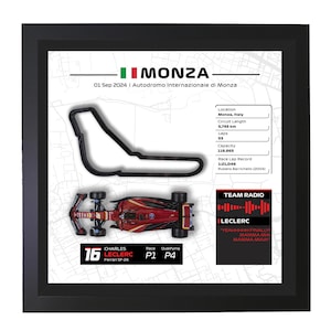 Monza GP F1 Victory 2024 – Leclerc Triumph | 3D Printed Italy F1 Circuit & Car | Motorsport Wall Art | F1 Gift Collection