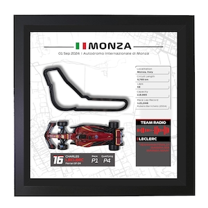 Monza GP F1 Vittoria 2024 – Trionfo di Leclerc / Circuito e auto di F1 in Italia stampati in 3D / Arte murale del motorsport / Collezione regalo F1