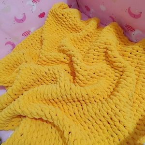 Handmade Knitted Puffy Blanket: Soft Alize Velvet Baby Blanket