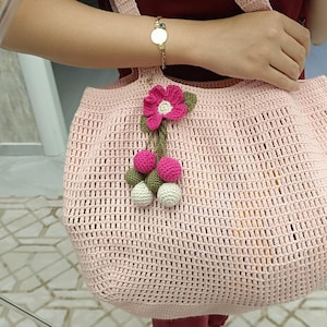 Häkeltasche, Blume Detail Tasche,Strandtasche,Umhängetasche, süße Tasche,rosa Farbe Tasche,Mädchen Tasche,Designer handgemachte Tasche,Mädchen Geschenk,Einkaufstasche,cool Tasche