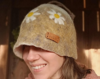 Sauna Hat 100% Wool Felt Handmade Spa Hat Personalised Wellness Gift for Him and Her