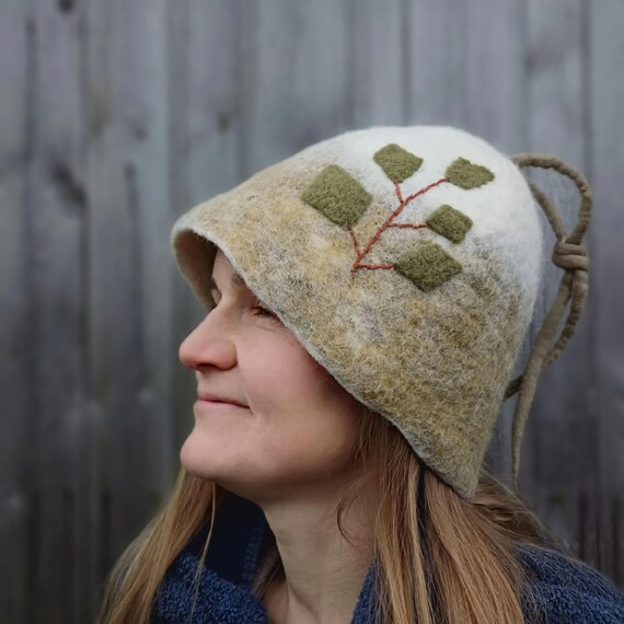 Hand Crafted Sauna Hat 100% Wool Felt Natural Wool Felt Sauna Hat: Handmade Lithuanian Bath Cap - Etsy main image 4