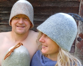Ren Fair Sauna Hat Natural Wool Felt Rustic Look Extra Large Handmade Spa Gift for Him and Her