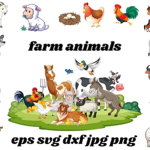 Farm Animals Svg Bundle Animals Svg Bundle,Horse Duck Dog Sheep Rabbit Cow Chicken Svg PNG , Baby Farm Animals Svg Farm Svg Digital Download